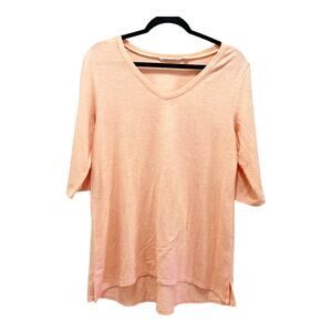 Soft Surroundings Coral Peach 3/4 Sleeve V-Neck Casual T-Shirt Tunic Size Medium